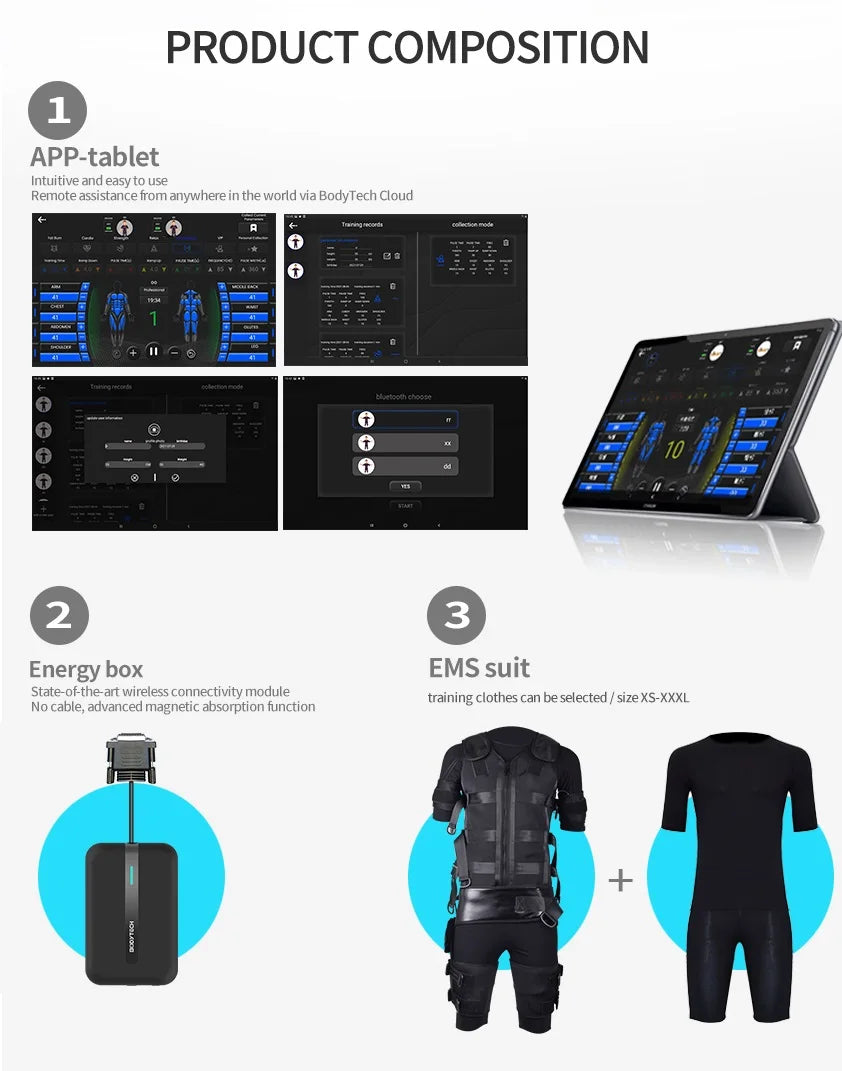 Wireless Smart EMS Fitness Suit – Removable Electro Muscle Stimulator for Back Pain Relief & Weight Loss