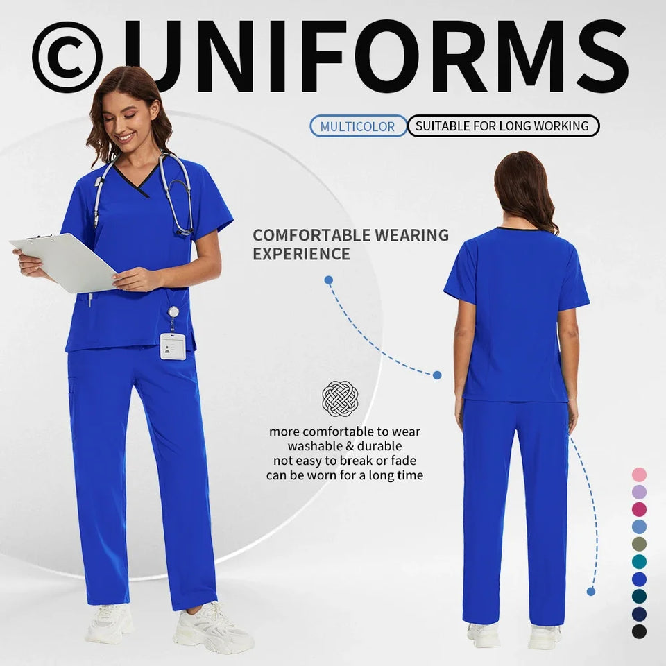 Women’s Medical Nurse Scrubs Set – Unisex Hospital, Clinic, Surgical & Spa Uniforms for Healthcare Professionals