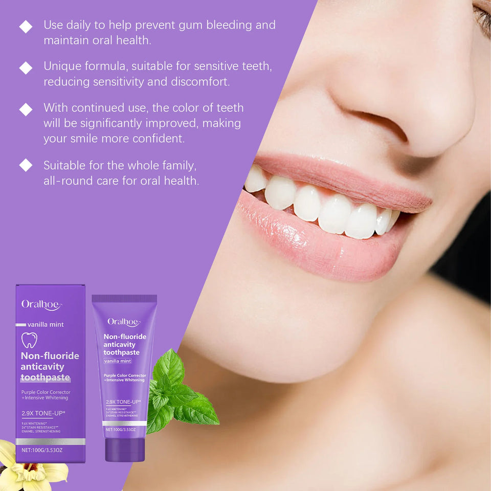 Teeth Restoration Mineral Powder – Purple Whitening Toothpaste for Stain Removal, Fresh Breath & Oral Care