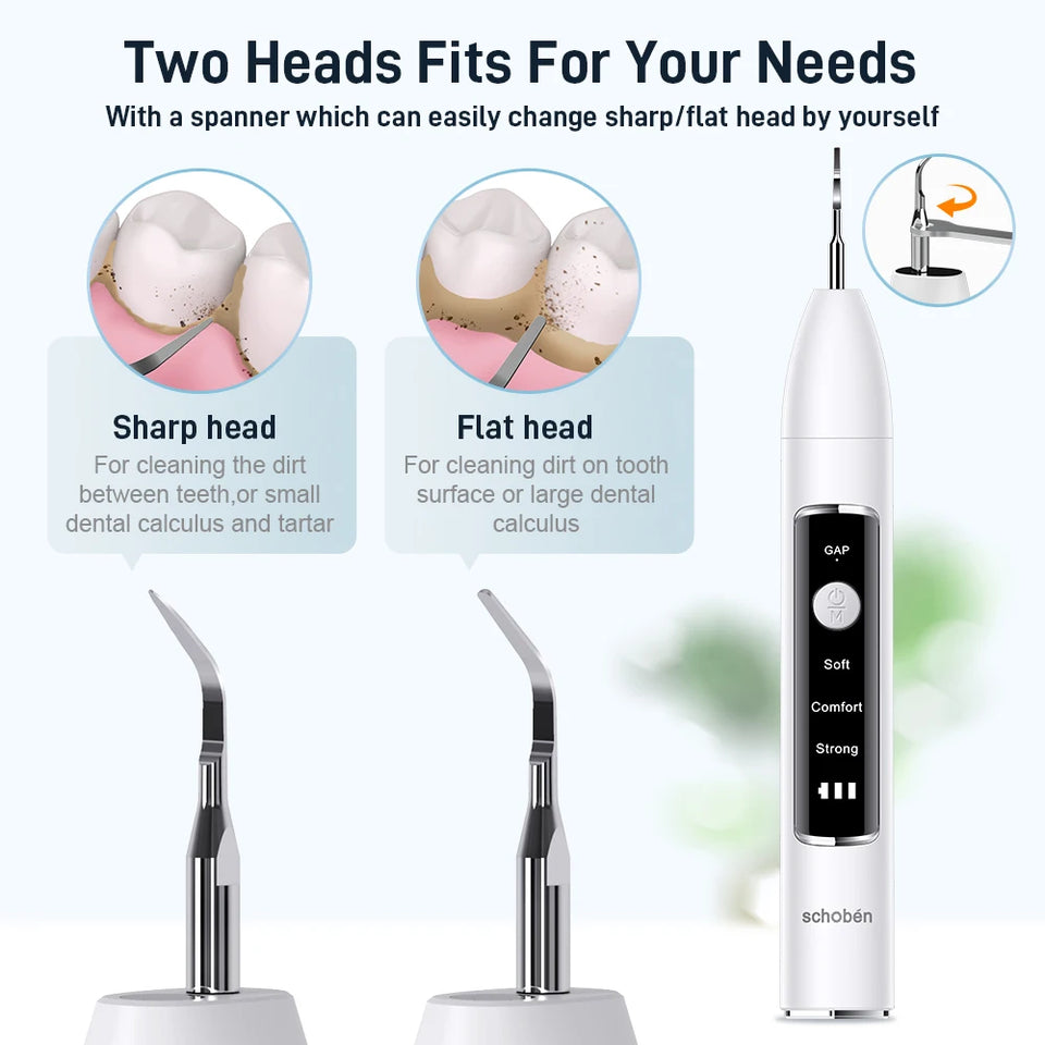 Schoben Ultrasonic Dental Scaler – Electric Tooth Cleaner for Tartar, Plaque & Stain Removal