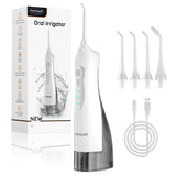 D52 Portable Oral Irrigator & Dental Water Flosser – 300ML, 4 Jet Tips, USB Rechargeable