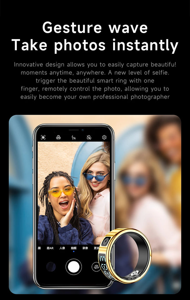 2025 SR08 Smart Ring – LED Display, Heart Rate & SpO₂ Monitor, 5ATM Waterproof Fitness Ring for Men & Women