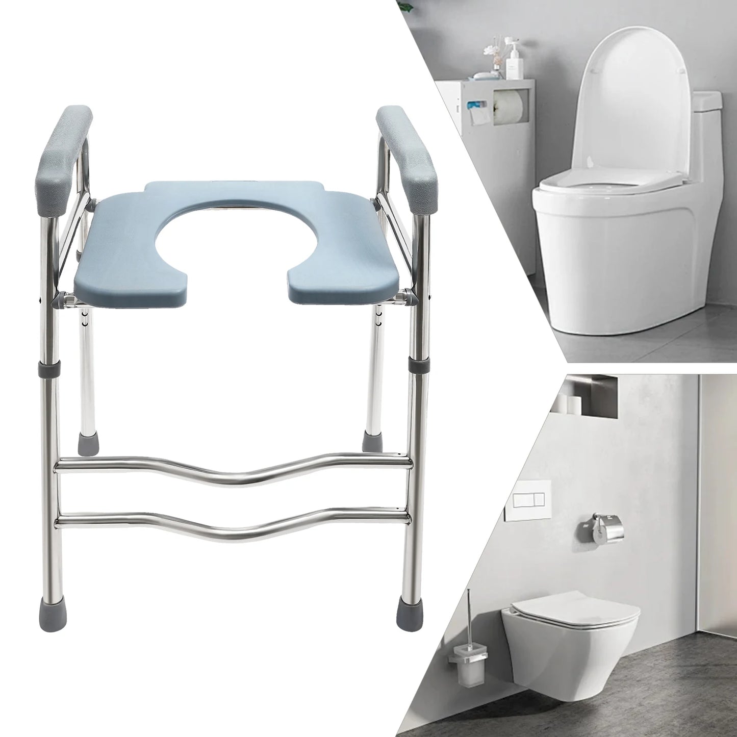 Adjustable Raised Toilet Seat with Handles – Height-Boosting Toilet Riser for Elderly, Pregnant Women & Disabled