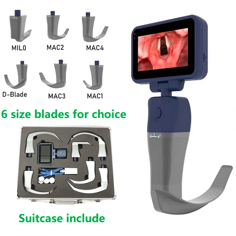 Mexico Local Stock 3.5 Inch HD Touch screen Anesthesia Digital Video Laryngoscope 6 sizes Reusable Sterilizable Blades Optional