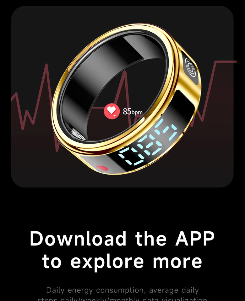 2025 SR08 Smart Ring – LED Display, Heart Rate & SpO₂ Monitor, 5ATM Waterproof Fitness Ring for Men & Women