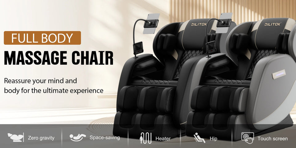 Zero Gravity Full Body Massage Chair with Heat, Airbags & Foot Roller
