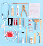 Wooden Pretend Play Doctor Educational Toys for Children Simulation Dentist Check Brush Teeth Medicine Set Role Playing Games