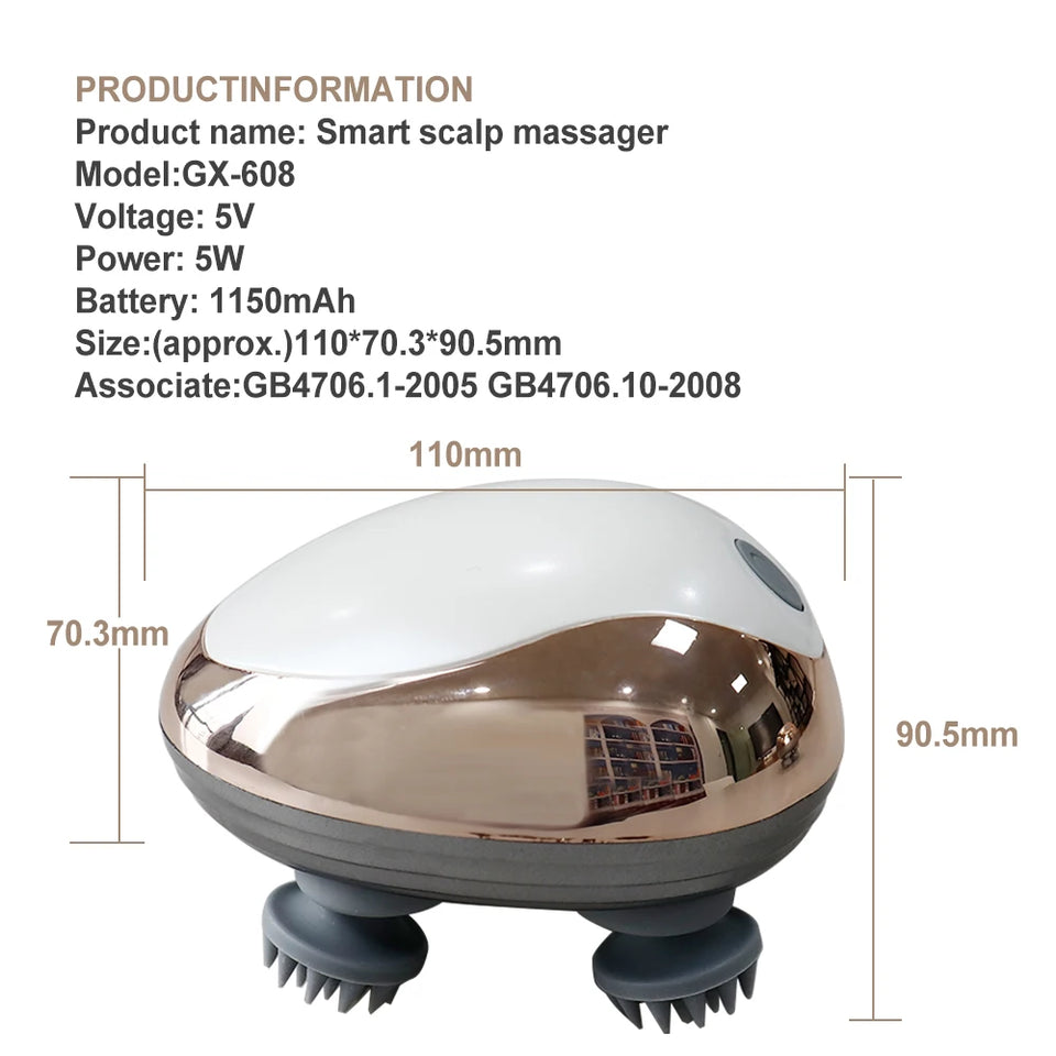 Mini Head Massage Machine Silicone Scalp Magnetic Suction Charging Silicone Shoulder Multifunctional Kneading Vibration Head Spa