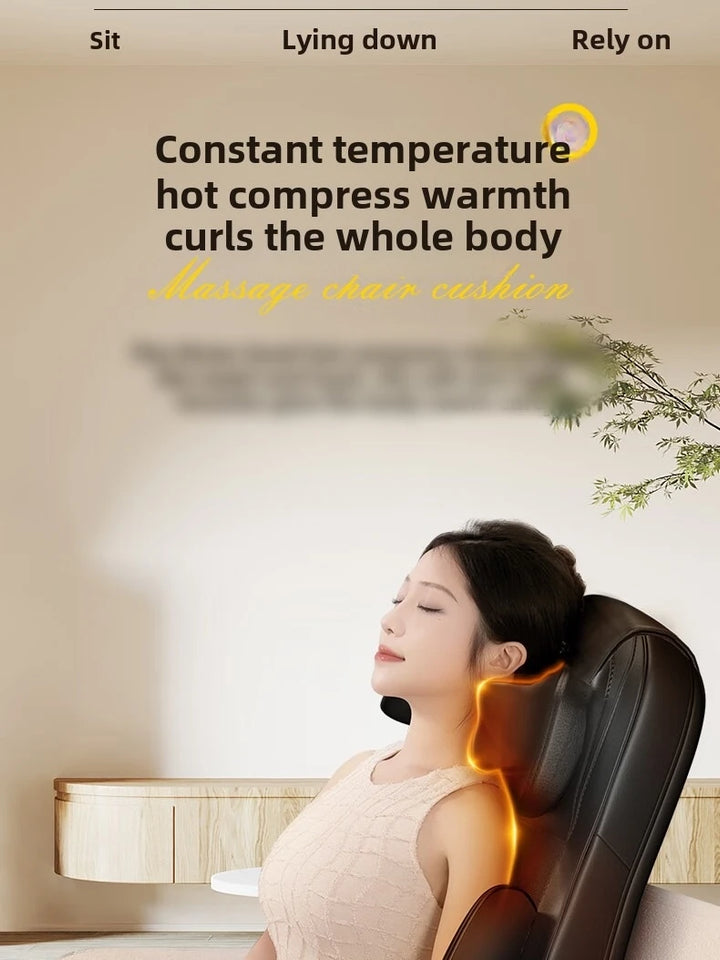 Upgrade Electric Full Body Massage Chair Neck Back Waist Leg Vibration Kneading Shiatsu Cushion Seat Relaxation Trapezius Massag