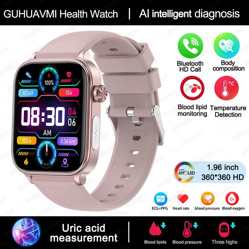 AI Health Diagnostic Smartwatch for Women – Blood Lipid, Uric Acid & Body Composition Monitor with Menstrual Tracker (2025 Model)