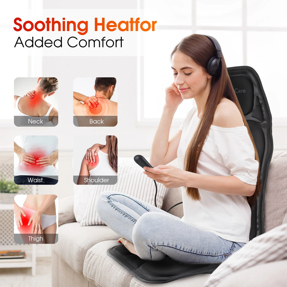 Electric Massage Chair Pad Heating Vibrating Full Body Back Massager Car Chair Cushion Home Office Lumbar With Remote Controls
