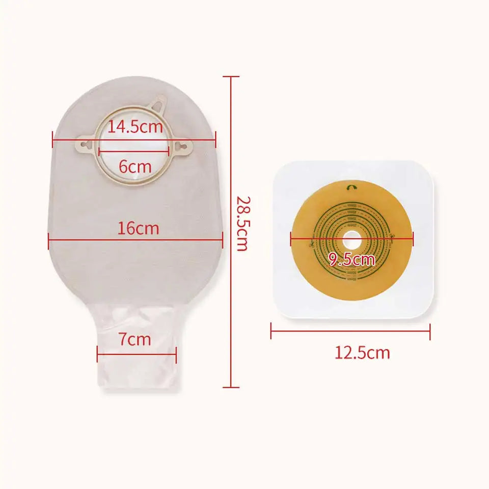 Open Clip Ostomy Bags – Two-Piece Drainable Colostomy & Ileostomy Pouches with Hoop & Loop Closure for Stoma Care