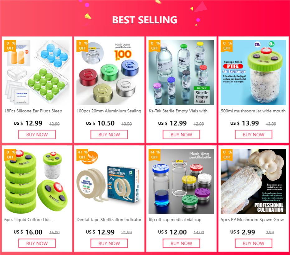 KS-TEK Sterile Empty Vials with Flip-Off Aluminum Cap & Self-Healing Injection Port – Sterile Pack