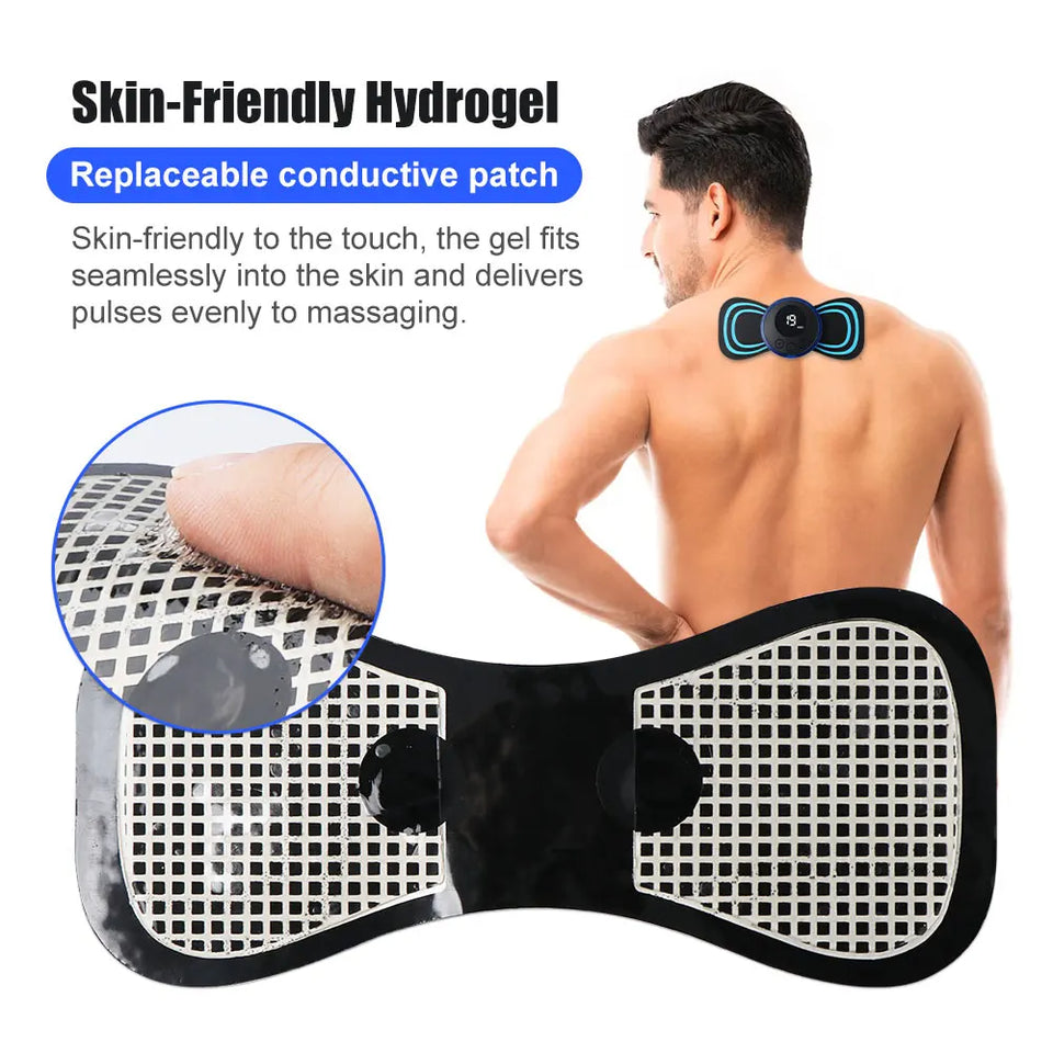 EMS Pulse Neck Massager Sticker Tens Cervical Massageador Back Masajeador Patch Muscle Stimulator Pain Relief Gel Pads Stretcher