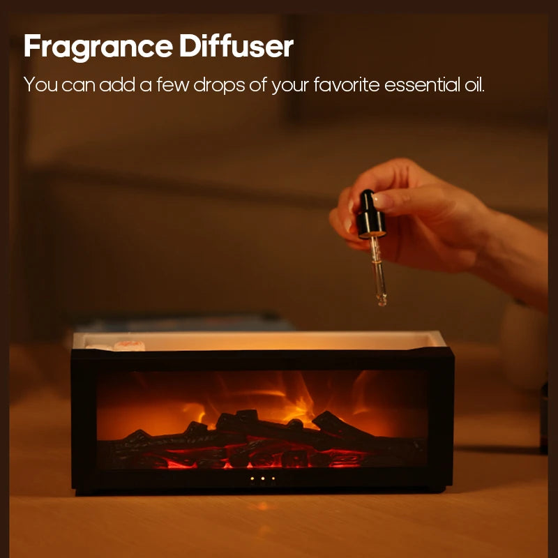Colorful Flame Aroma Diffuser – 150ml Waterless Air Humidifier with Remote & Timer