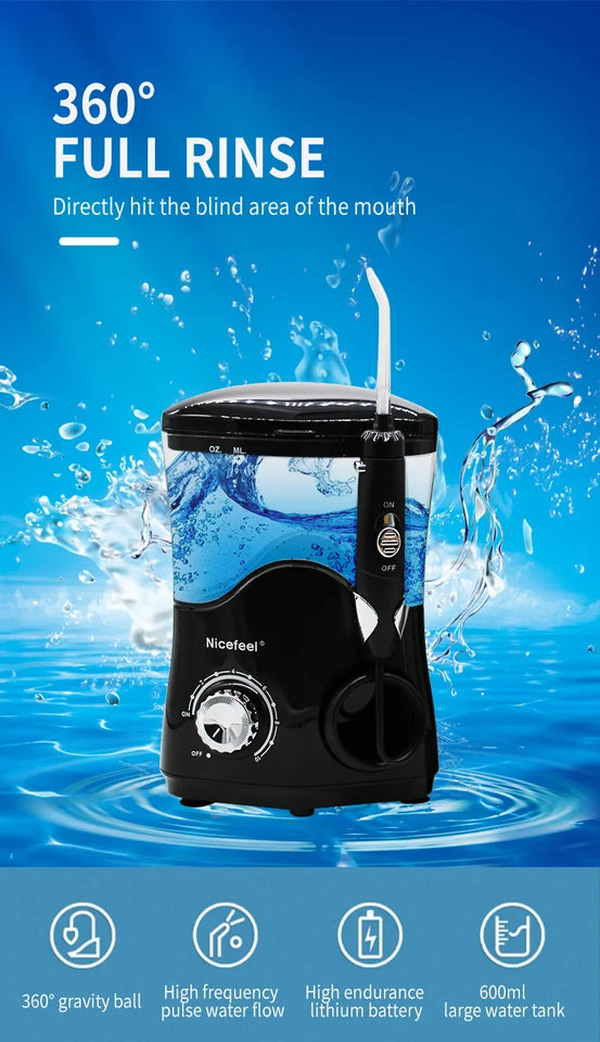 600ML High-Frequency Pulse Water Flosser – Oral Irrigator with 7 Heads for Teeth Whitening & Tartar Removal