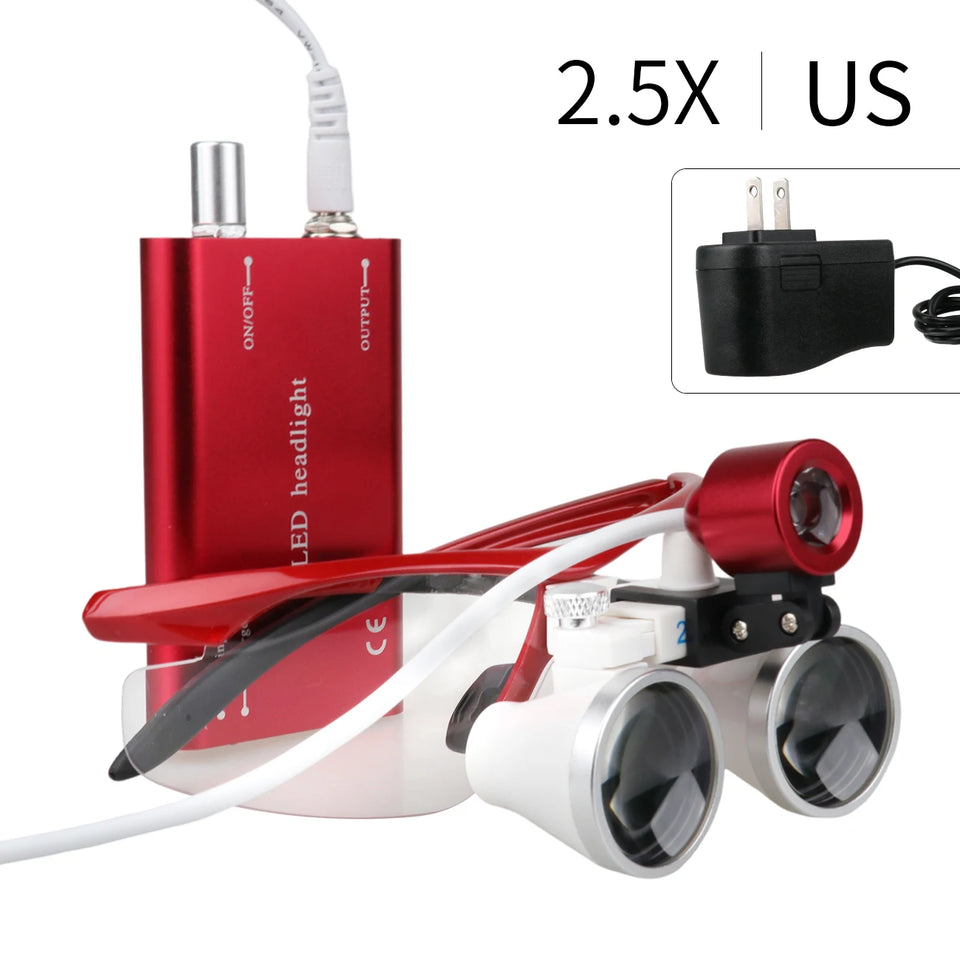 Dental Surgical Loupes 2.5X/3.5X with LED Light – Medical Magnifying Glasses for Dentistry & Surgery