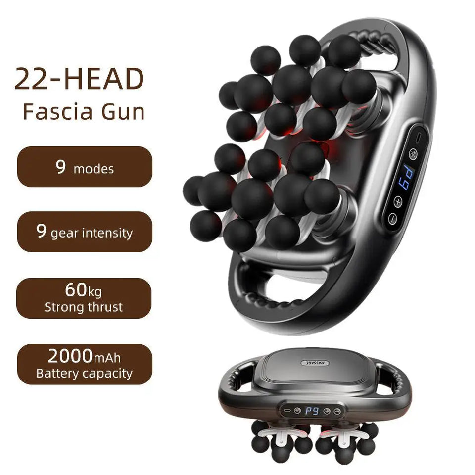 22-Head Fascia Massage Gun – High-Frequency Deep Tissue Massager for Back, Neck, Shoulder & Waist