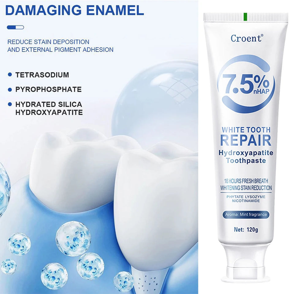 Hydroxyapatite Whitening Toothpaste – 120g Gentle Mint Stain Removal & Breath Freshening Oral Care