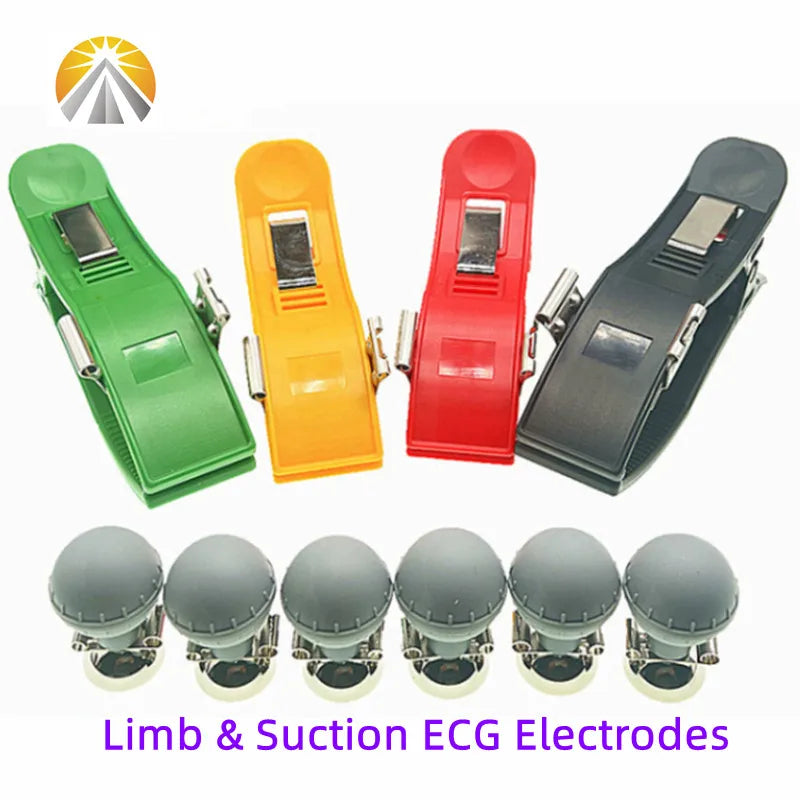 Full Set ECG Electrodes – Chest Suction Balls & Limb Clamp Clips, Dual/Multi-Function EKG Electrodes for Adult ECG Machines
