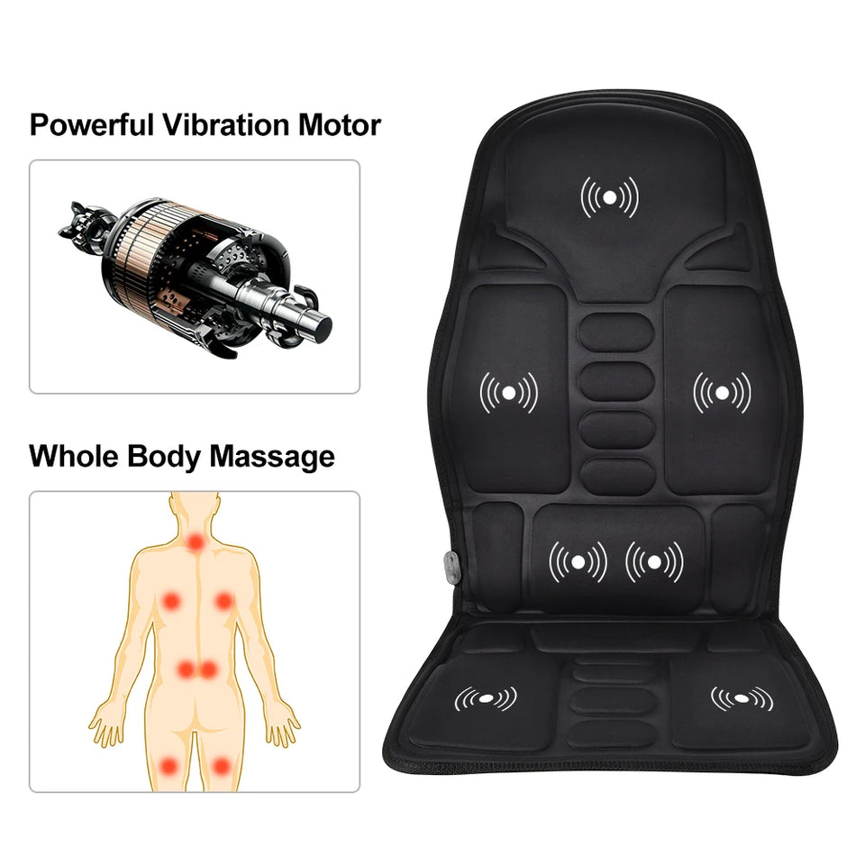 Electric Massage Chair Pad Heating Vibrating Full Body Back Massager Car Chair Cushion Home Office Lumbar With Remote Controls
