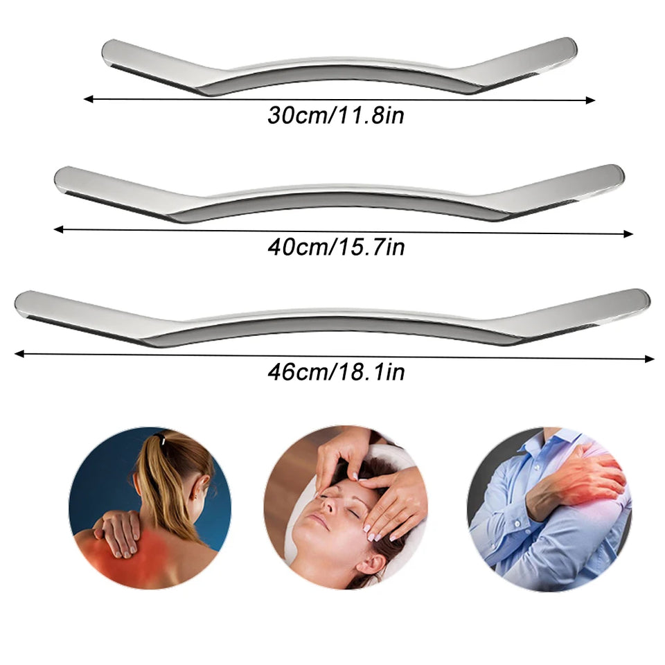 1Pcs Sport Stainless Steel Long Gua Sha Tool-Guasha Long Bar Muscle Scraping Massage Tools-Help Relieve Sore Muscles Soft Tissue