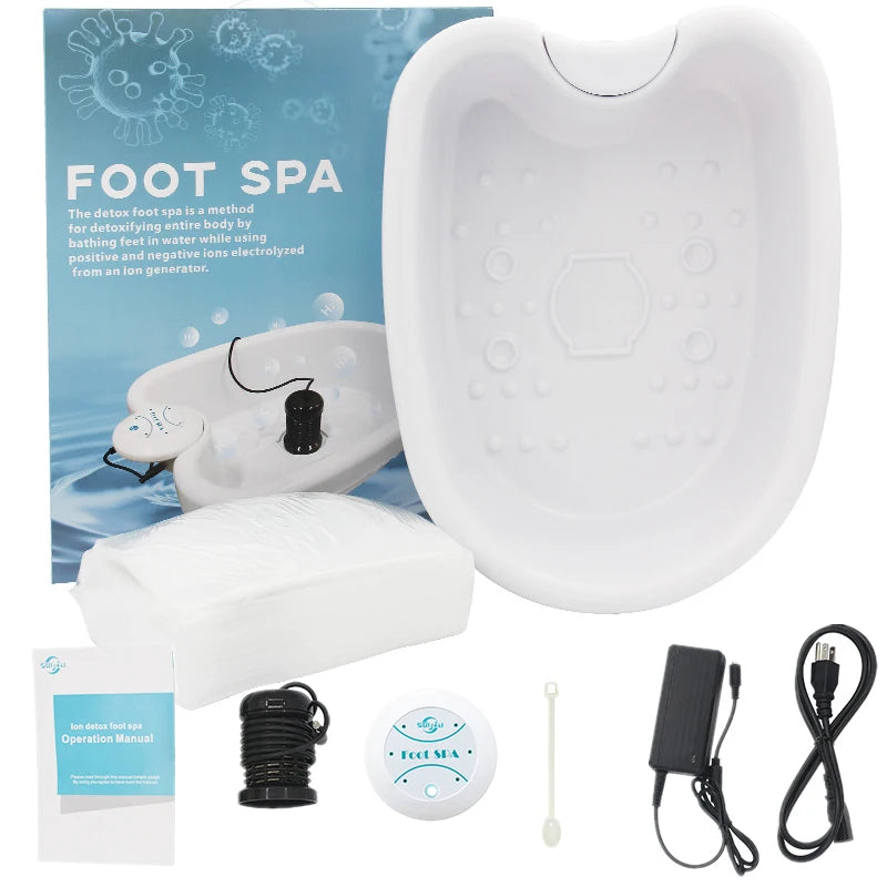 Detox Ion Electric Foot Spa Bath Massager Machine Foot Bath Cleaning Footspa Vibrating Whirlpool Care Arrays Aqua Health Therapy