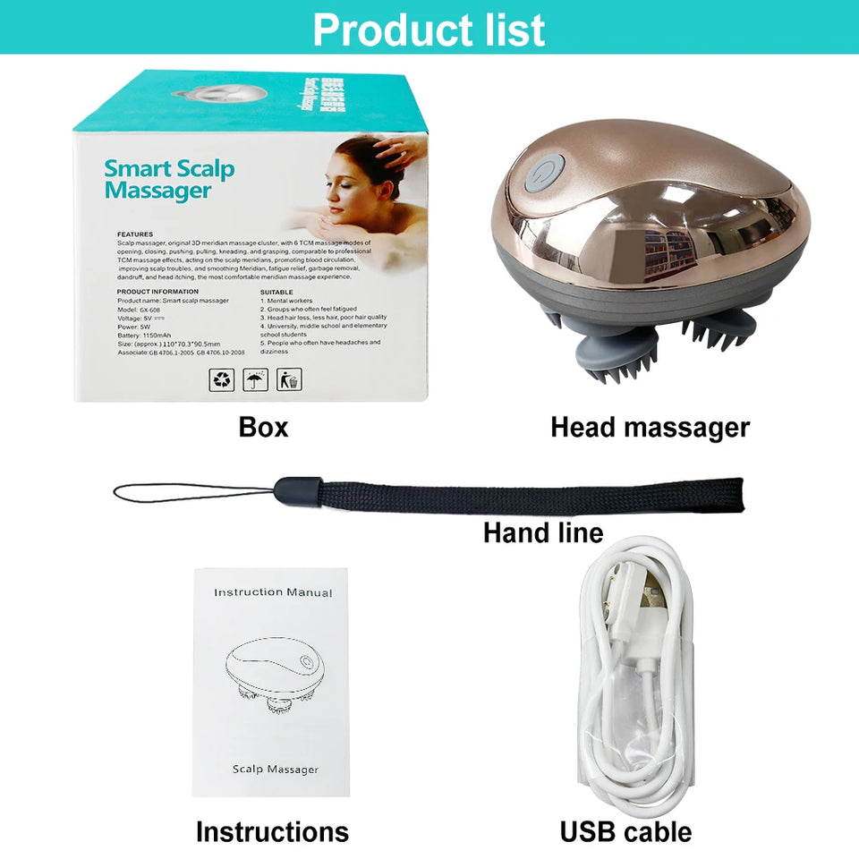 Mini Head Massage Machine Silicone Scalp Magnetic Suction Charging Silicone Shoulder Multifunctional Kneading Vibration Head Spa