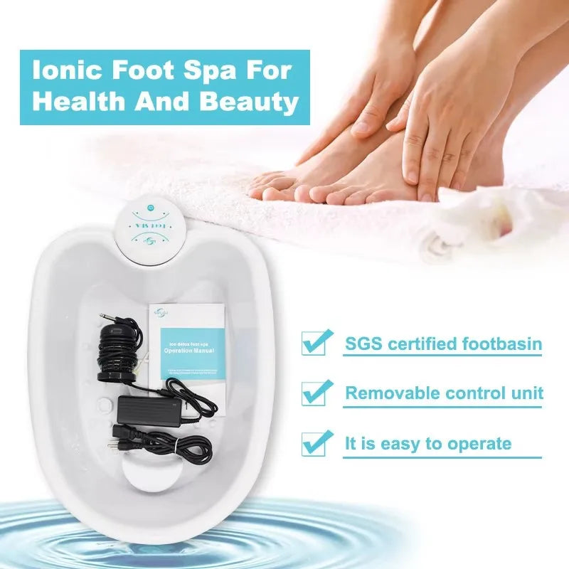 Detox Ion Electric Foot Spa Bath Massager Machine Foot Bath Cleaning Footspa Vibrating Whirlpool Care Arrays Aqua Health Therapy