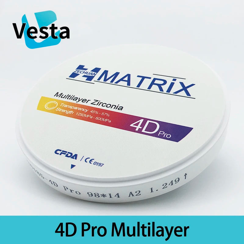 4D Pro Multilayer Zirconia Disc – 98mm CAD/CAM Dental Lab Super Translucent Block