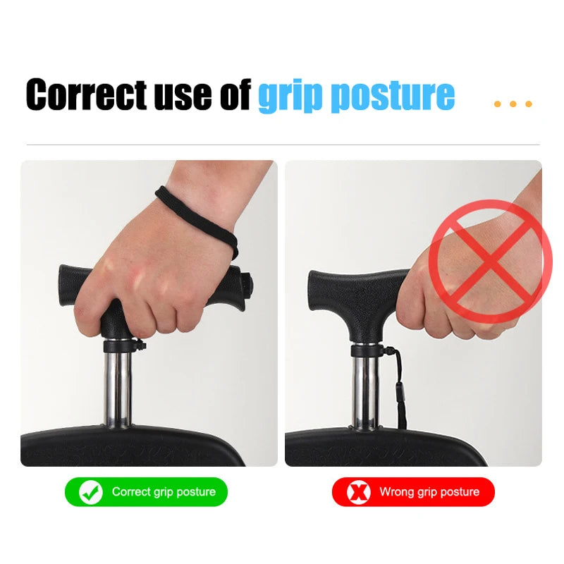 Telescopic Folding Crutch Chair – Three-Legged Walking Stick & Cane Stool for Elderly Stability