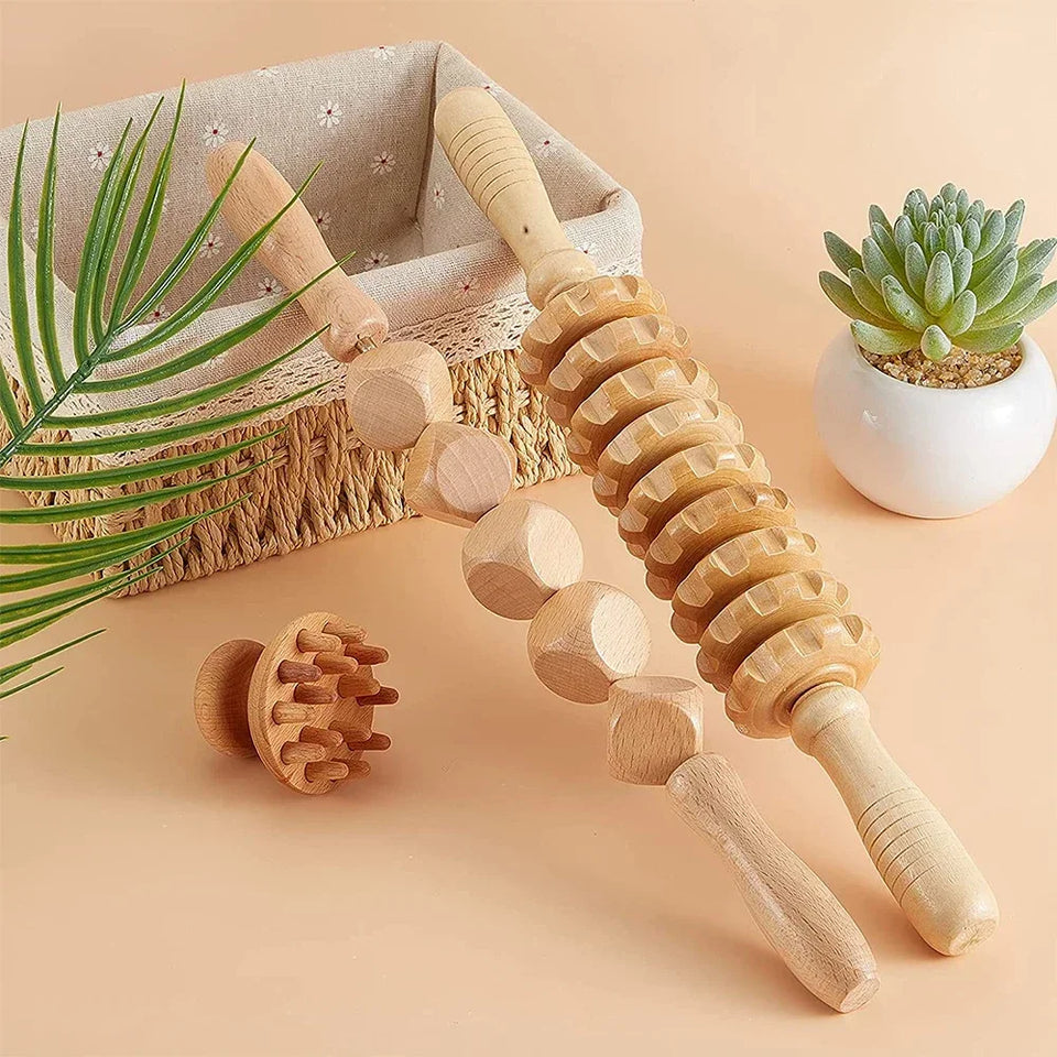 Wooden Massage Tools Wood Lymphatic Drainage Massager Anti Cellulite Body Shaping Tools for Beauty, Gua Sha, Sore Muscle Relief