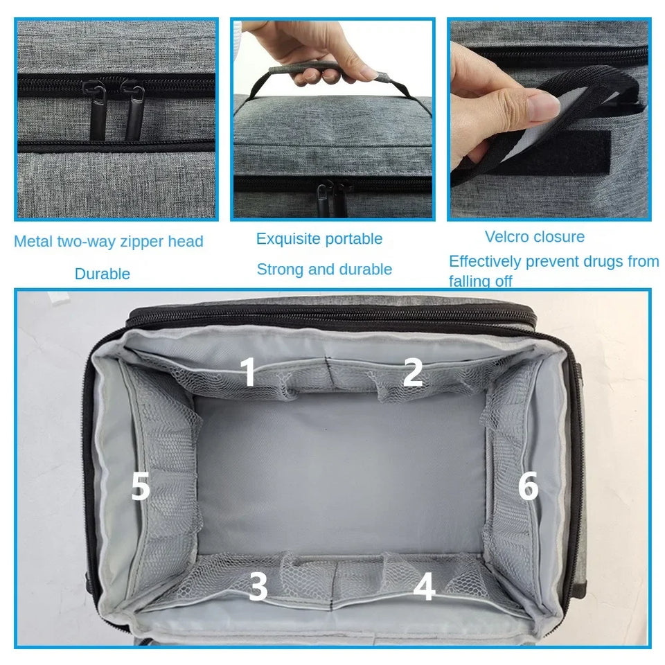 Portable Travel First Aid Kit & Medicine Storage Organizer Bag