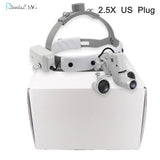 Dental Surgical Loupes with LED Headlight – 2.5X/3.5X Binocular Magnifier with Adjustable 5W Lamp