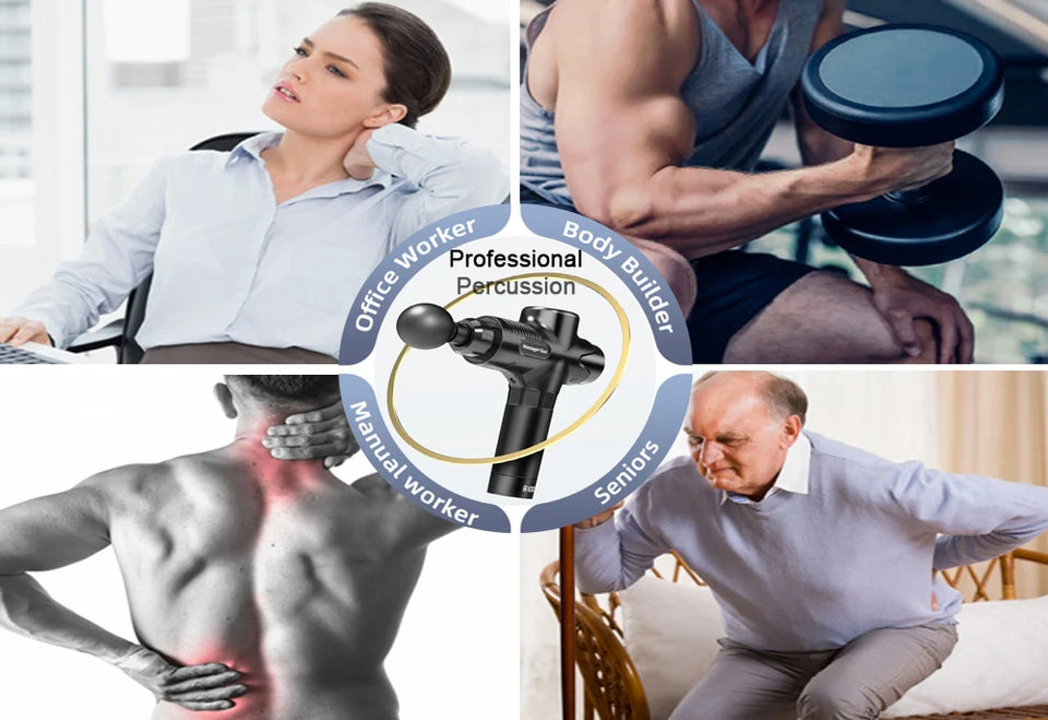 24V Professional Massage Gun with Hot & Cold Therapy – 12 Head Deep Tissue Fascia Massager