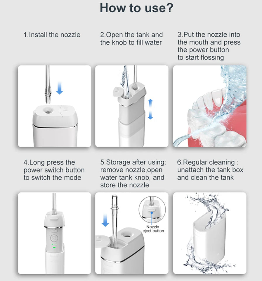 Portable High-Pressure Water Flosser & Oral Irrigator for Teeth