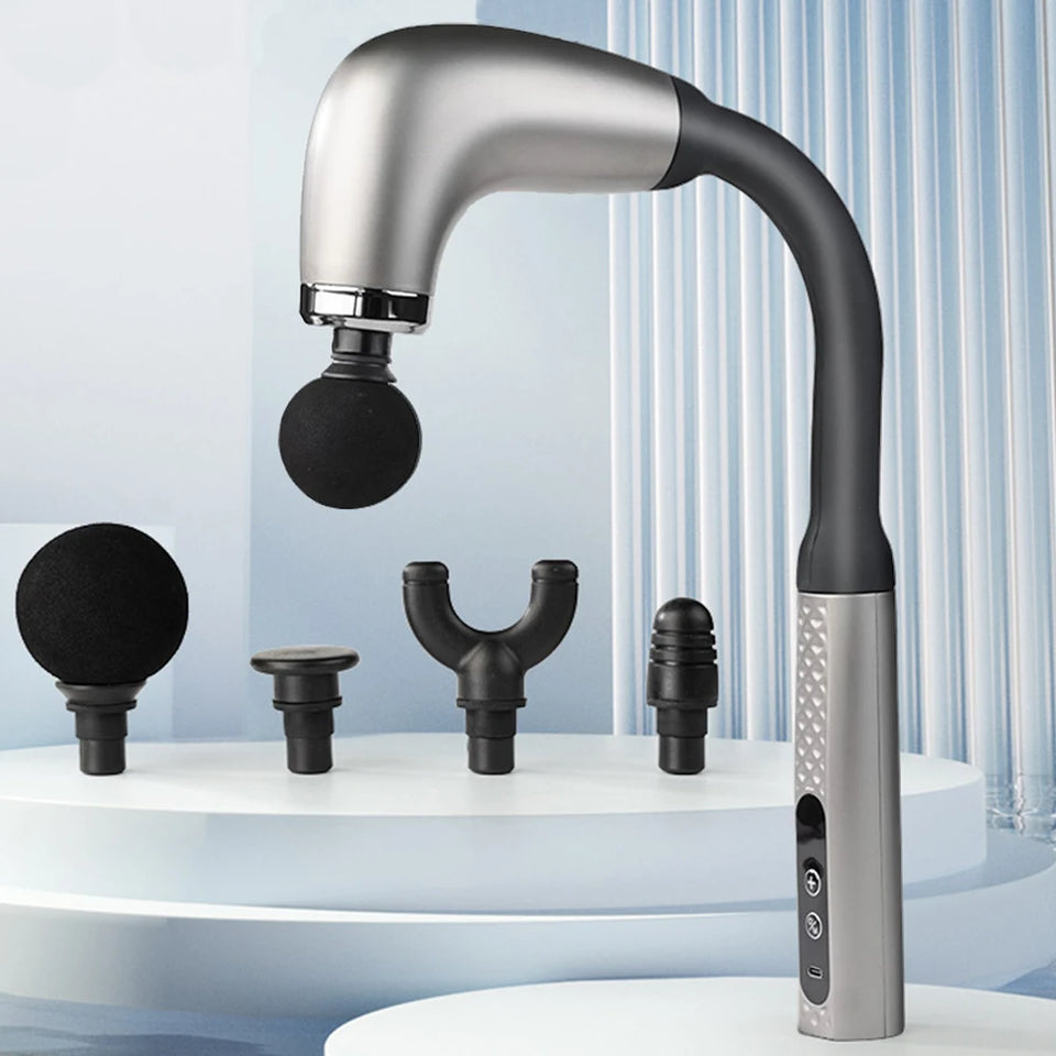 Fascia Gun with Extended Handle – Self-Assist Deep Tissue Massager for Upper & Lower Back Muscle Relaxation