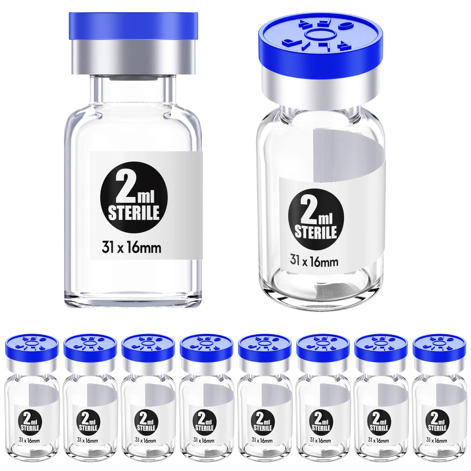 KS-TEK Sterile Empty Vials with Flip-Off Aluminum Cap & Self-Healing Injection Port – Sterile Pack