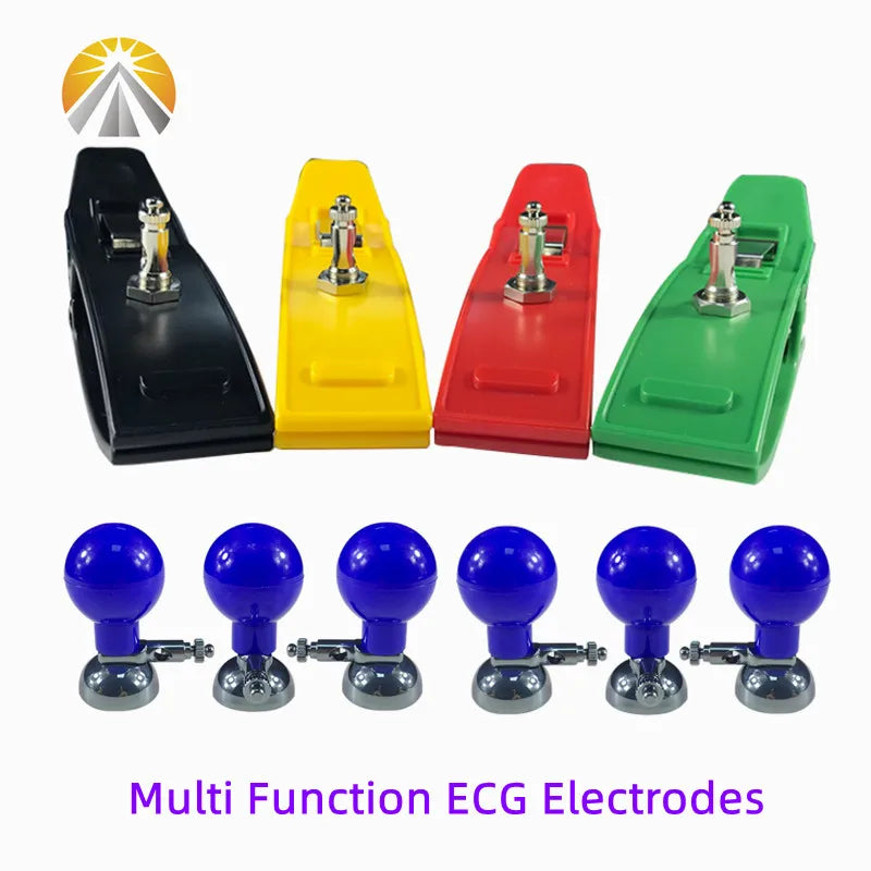 Full Set ECG Electrodes – Chest Suction Balls & Limb Clamp Clips, Dual/Multi-Function EKG Electrodes for Adult ECG Machines