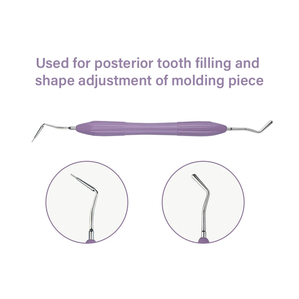 lDental Double-Ended Resin Filler Spatula Set – Stainless Steel Composite Filling Tool with Silicone Handle