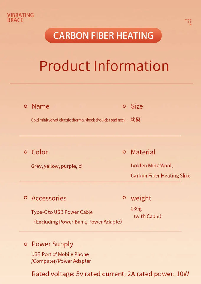 Electric Heating Neck & Shoulder Pad – Thermal Compress Vibration Shawl with 3 Heat Levels