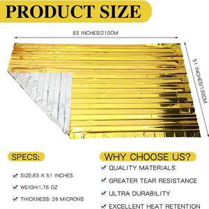 5–30PCS Outdoor Emergency Thermal Survival Blanket – Gold & Silver Foil, Waterproof, 130x210cm