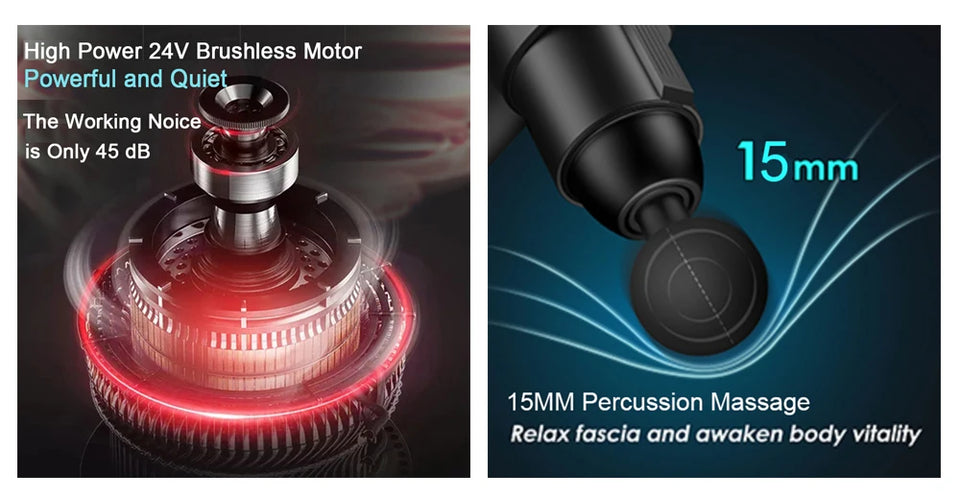 24V Professional Massage Gun with Hot & Cold Therapy – 12 Head Deep Tissue Fascia Massager