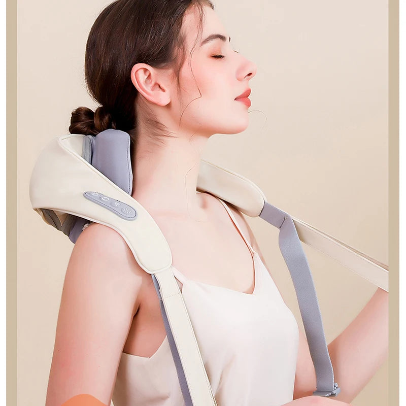 Shiatsu Neck & Shoulder Massager Shawl – Kneading Back and Spine Muscle Relaxer for Home & Car