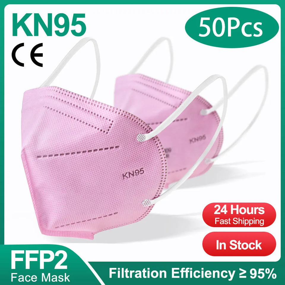 FFP2/KN95 Black Face Masks – 5-Layer CE Approved Respirator for Adults (10–200pcs)