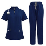 Unisex V-Neck Short Sleeve Medical Scrub Set for Hospital & Dental Work