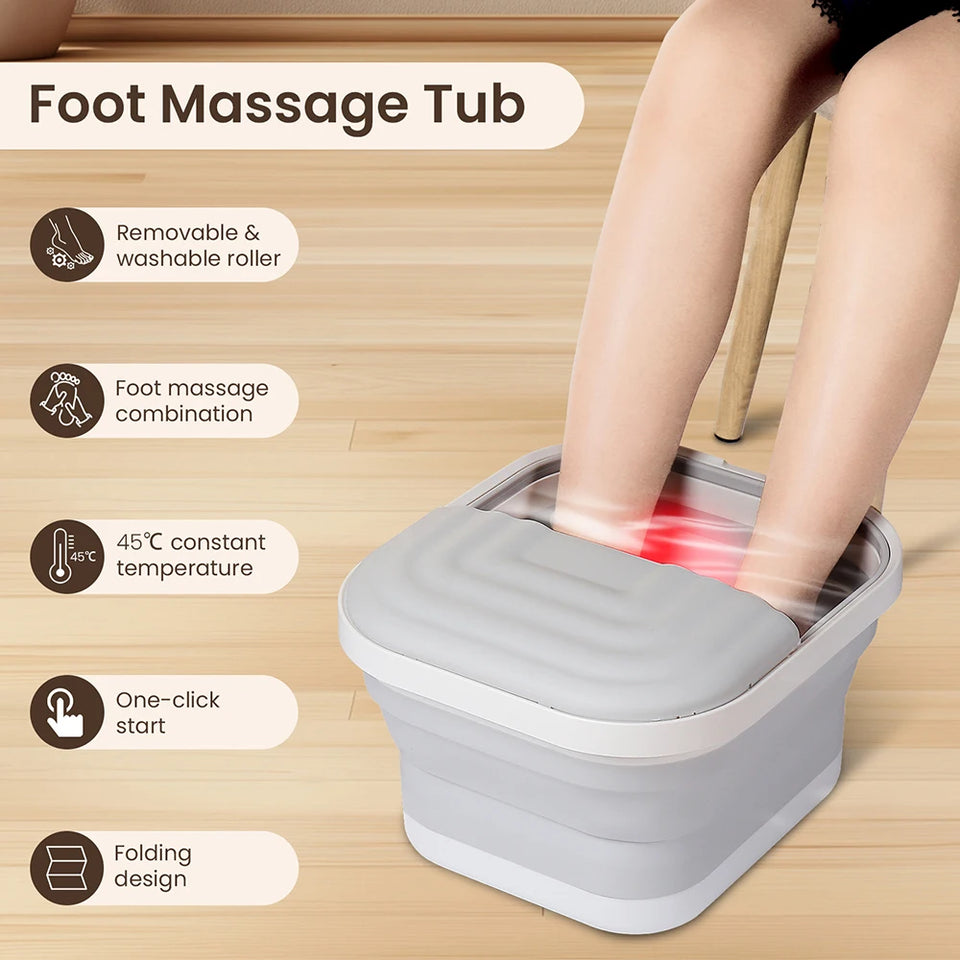 Portable Thermostatic Foot Massage Tub Foldable Plus Tropical Automatic Foot Bath Tub For Home To Promote Blood Circulatio