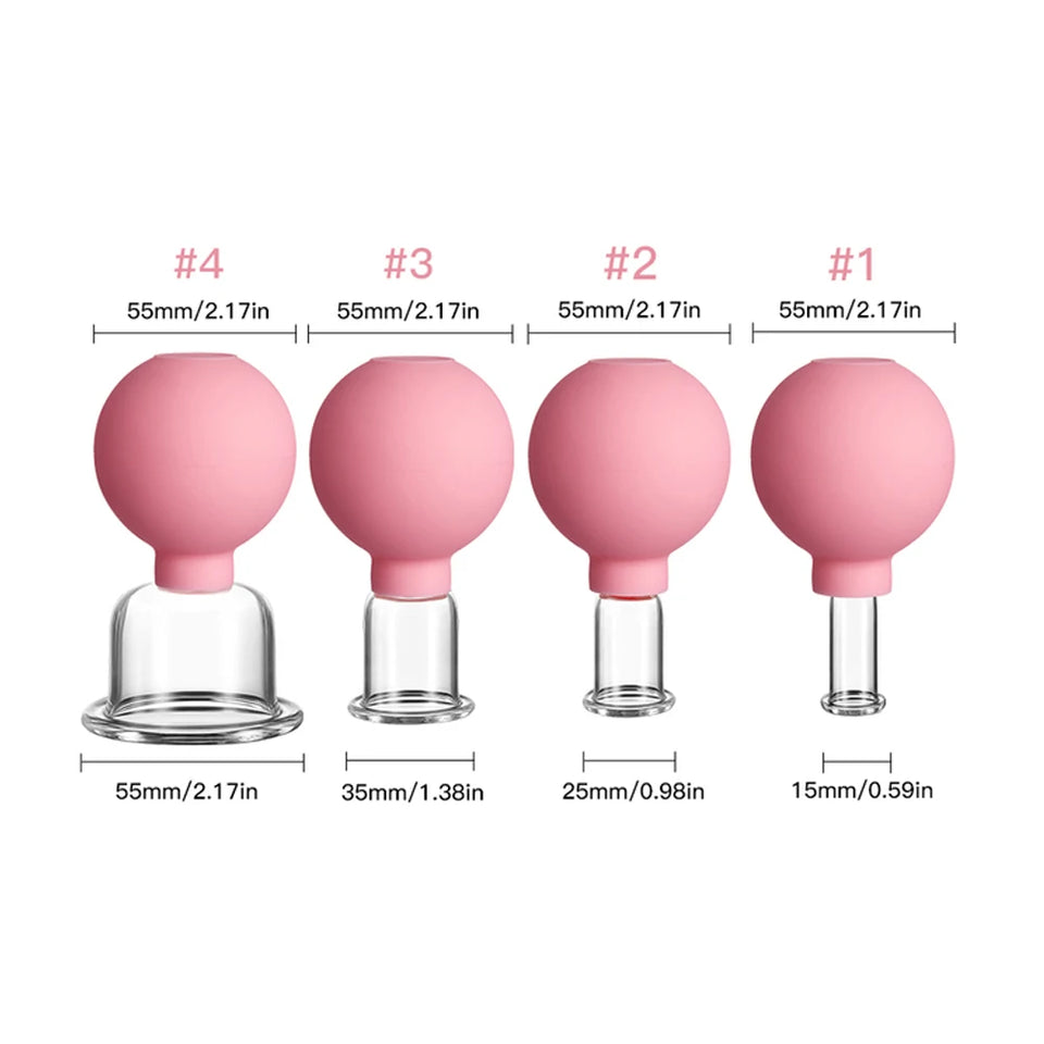 Rubber Head Glass Vacuum Cupping Chinese Therapy Set Hijab Jars AntiCellulite Suction Cups Massage Body Health Massager For Face