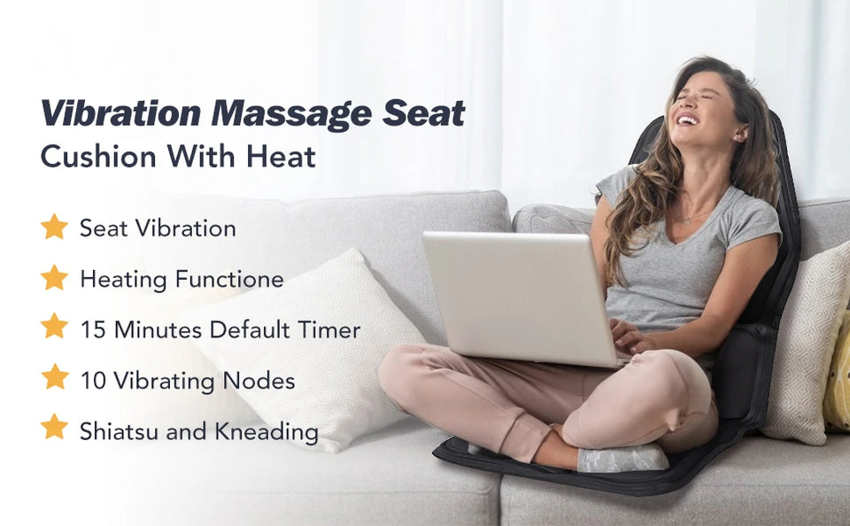 Electric Massage Chair Pad Heating Vibrating Full Body Back Massager Car Chair Cushion Home Office Lumbar With Remote Controls