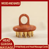 10-Teeth Copper & Wood Massager Comb for Head Meridian Therapy and Relaxation